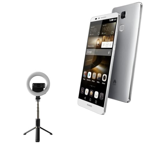 BoxWave Stand and Mount Compatible with Huawei Ascend Mate 7 - RingLight SelfiePod, Selfie Stick Extendable Arm with Ring Light - Jet Black