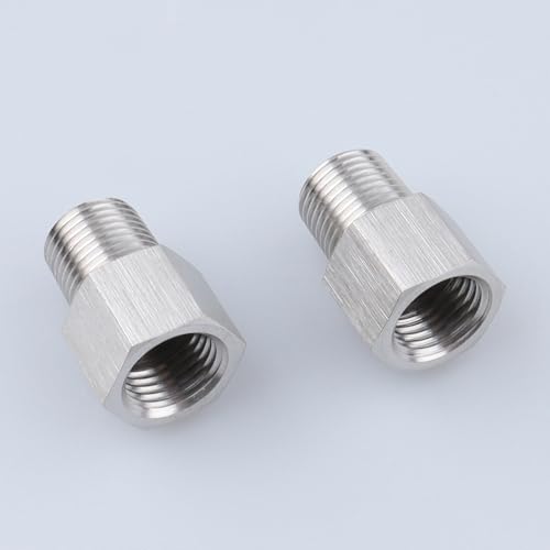 Image of AC PERFORMANCE M10x1.0 Inverted to 1 /8x27 NPT Fittings Stainless Steel 2PCS | Female inverted to male thread adapter, stainless steel for automotive brake lines