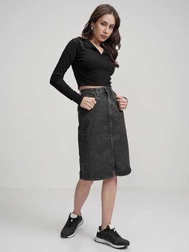Image of Tokyo Talkies Women's Slim Fit Straight Skirts | Women Casual Skirts