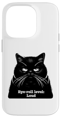 Annoyed Cat Eye-Roll Level ����ȃ��[�����O�A�C�Y �J���C�C�L���b�g �X�}�z�P�[�X iPhone 14 Pro �p