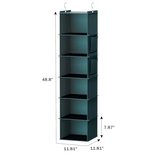 Image of YOUDENOVA Hanging Closet Organizer and Storage, 6-Shelf, Green