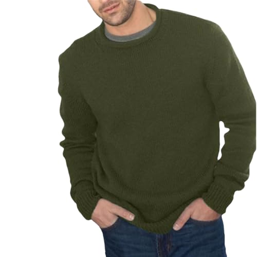 Mens Knitted Sweater Long Sleeve Crew Neck Slim Fit Solid Color Pullover Jumper