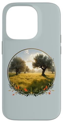 夕日 オリーブの木 風景 ヴィンテージ 自然 スマホケース iPhone 14 Pro 用