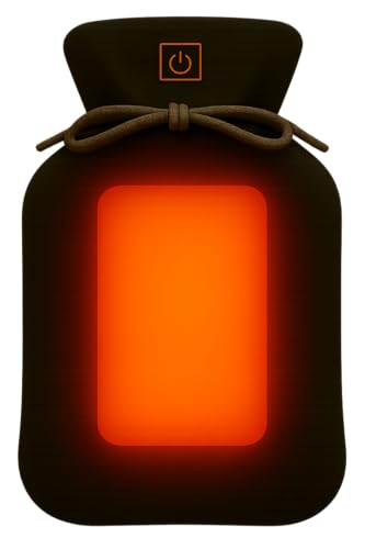 Warmpi® Buddy - Infrarot Wärmflasche - Kabellos - beidseitig wärmend - Infrarot bis 60°C - Weicher Plüsch Teddy Stoff Beige - inkl. Warmpi® Powerbank (10.000mah) - 3 Stufen - 30x20 cm (Beige)