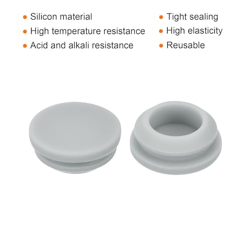 Image of MECCANIXITY 6pcs Silicone Snap in Locking Hole Plugs,15mm /0.6 Inch Mounting Diameter Narrow Groove Width 2mm Panel Seal Cover Round for Kitchen Bulkheads Waterproof Sealing Plugs Grey