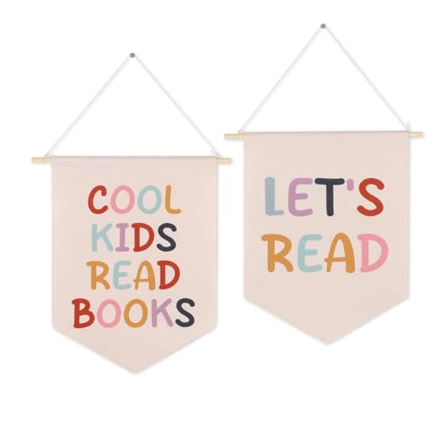 Cool Kids Read Books Hanging Banner-Kid Wall Decor, Let's Read Reading Corner Decor, Reading Nook...