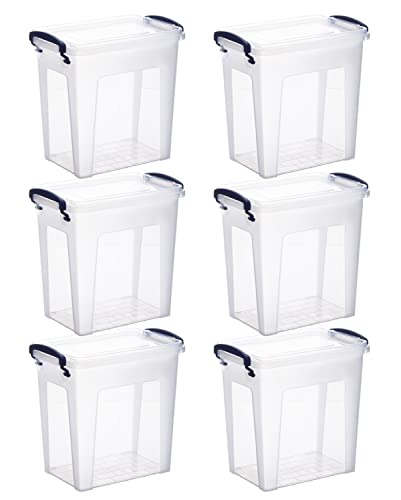 Image of Superio Clear Storage Boxes with Lids, 8.75 Quart Plastic Container Bins for Organizing, Stackable Crates, BPA Free, Non Toxic, Odor Free, Organizers for Home, Office and Dorm, 6 Pack