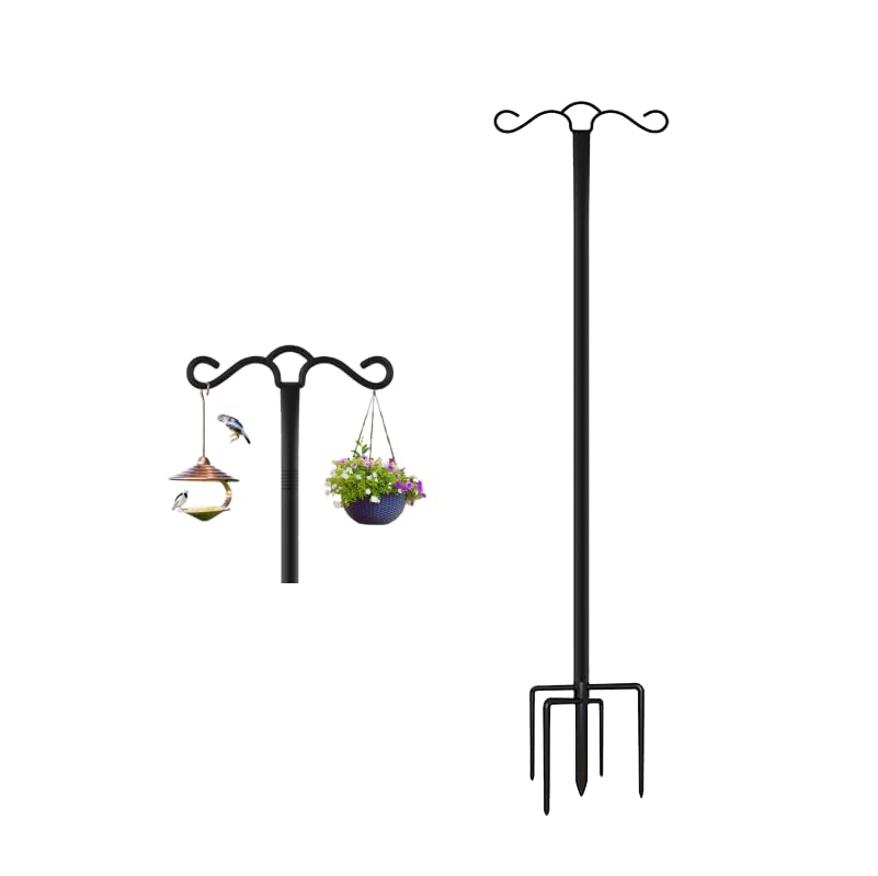 QUZGVEXA Bird Feeder Pole, Large Bird Feeders Hanging Station, Tall Shepherds Crook Garden Hooks, Heavy Duty Metal Hangers for Outdoor Garden Light, Decoration, Flower Basket, Lamp, Wind Chimes(233cm)