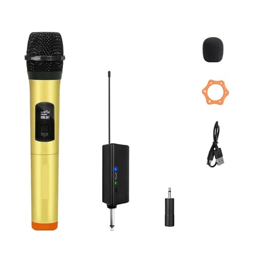 TRDEWR Drahtloses Mikrofon, UHF, Schnurloses Dynamisches, Handmikrofonsystem for Party, Kirche, DJ, Hochzeit, Heim-KTV-Set Universelle KompatibilitäT(1 MIC-BG)