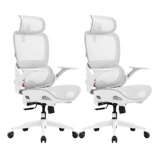 Image of SIHOO B100 Office Chair, Comfy Ergonomic Office Chair, High Back Computer Chair with Adaptive Lumbar Support & wide Headrest, Flip-up Armrests, Swivel Desk Chair for Long Hours, WITHOUT Footrest, Grey