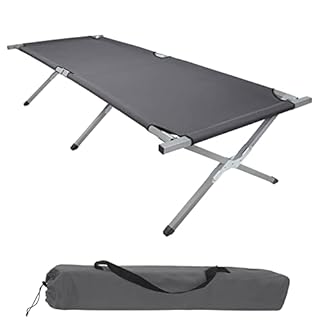 BB Sport Brandina Campeggio Letto Pieghevole 190 x 64 x 41 cm Stabile 180 kg Militare Viaggio Portatile Resistente Tubolare Acciaio 600D Tessuto Oxford Borsa da Trasporto Letto, Colore:grigio
