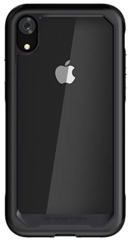 Ghostek Atomic Slim iPhone XR Clear Case with Space Metal Bumper Super Heavy Duty Protection Shockproof Military Grade Aluminum Wireless Charging Compatible for 2018 iPhone XR (6.1 Inch) - (Black)