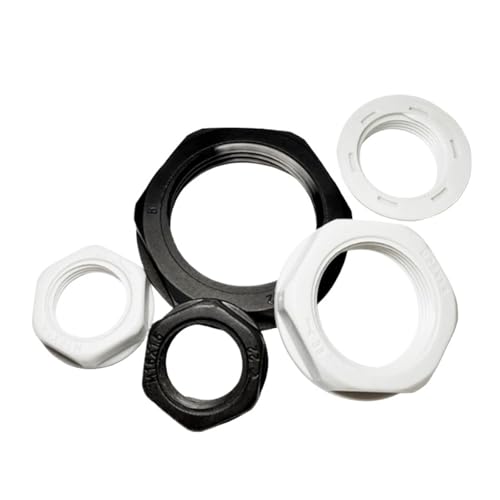ナイロンフランジナット G1 G1/2 G3/4 黒 白 六角 プラスチックナット 熱/電気絶縁用 Gシリーズ ねじ フラットボトムナット(G1 BK,10PCS)