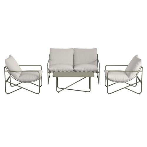 Novogratz Wrenn 4-Piece Sling and Cushion Conversation Set by The, Spanish Green - Thumbnail 7