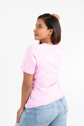 Image of Women French Terry Raglan Crew Neck | 100% Cotton Stylish Casual Comfortable Regular Fit Solid Half Sleeves Round Neck T-Shirt for Women