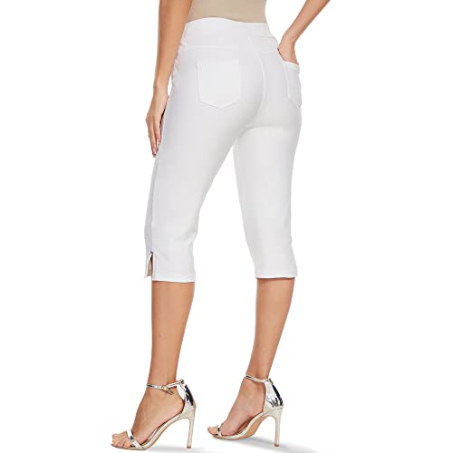Image of Ginasy Capri Pants for Women Casual Summer Dressy Pull On Stretch High Waisted Crop Work Leggings with Pockets