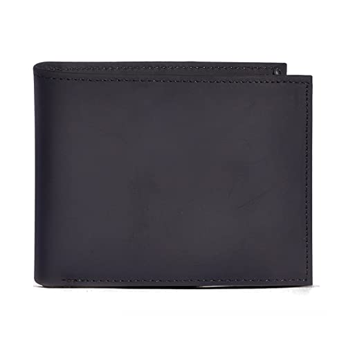 Genuine Leather Passport Wallet for Men Bi Fold Ultra Thin with ID Window Travel Size (Black)2