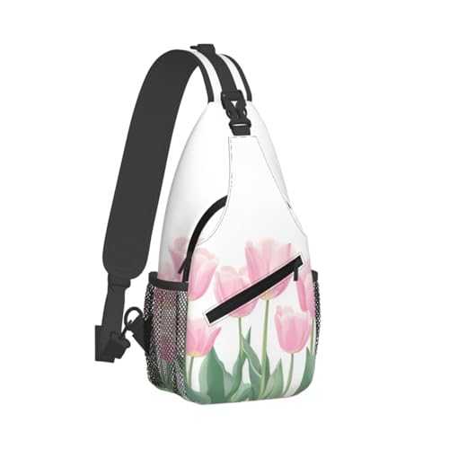 Image of SUPLUCHOM Sling Bag Tulip Flower Hiking Daypack Crossbody Shoulder Backpack Travel Chest Pack for Men Women
