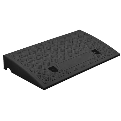 KIUYTQQ Rampa de Acceso para Autos,sillas de Ruedas,Scooters,cortacéspedes,garajes y entradas con Superficie Antideslizante,50 x 27 x 8 cm(Color:Negro).