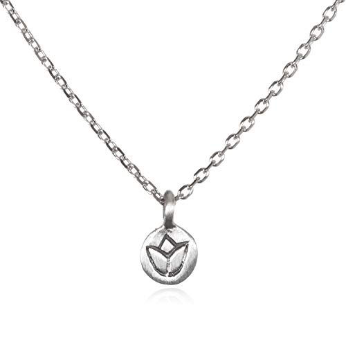 Satya Jewelry Sterling Silver Mini Lotus Necklace (18-Inch)