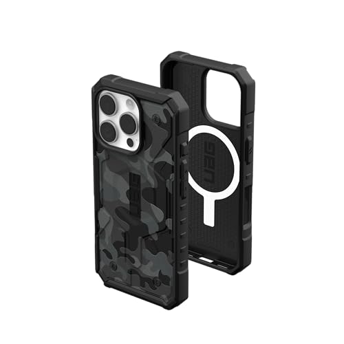 URBAN ARMOR GEAR Pathfinder MS Hülle kompatibel mit Apple iPhone 16 Pro Case (Wireless Charging/Magnetisches Aufladen kompatibel, Fallschutz nach Militärstandard) Midnight camo
