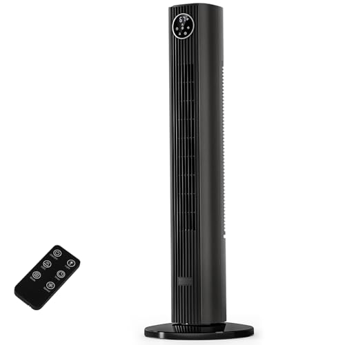 Image of Antarctic Star Tower Fan Portable Floor Fans 85Oscillating Fan Quiet Cooling 12H Timer Remote Control Standing Bladeless Electric 3 Wind Speeds 4 Modes Bedroom Office,36 inch, Grey