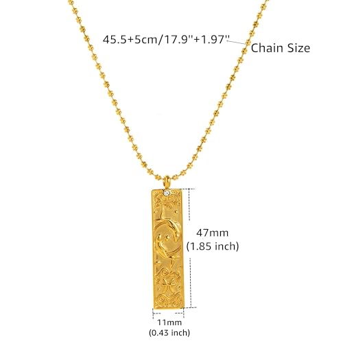 Gold Zodiac Sign Tarot Card Necklace for Women Men Vintage Totem Pole Charm 12 Constellation Pendant Necklaces Trendy Astrology Horoscope Unisex Jewelry Birthday Gift4