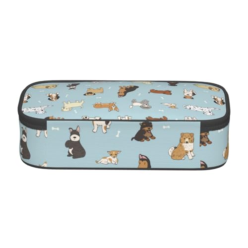 Image of Cute Puppy Dog Pencil Case Aesthetic Large Capacity Pen Pouch | Storage Bag with Compartments for Travel School Office Organizer