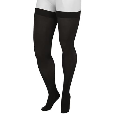 Image of Juzo Basic 4412 Thigh-High 30-40 mmHg Closed Toe Compression Stocking with Silicone Top Band- Men & Women, Short
