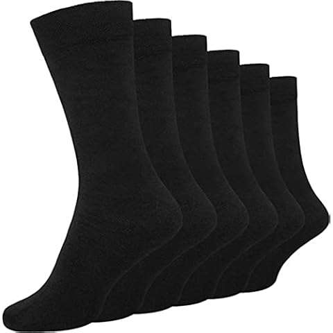 6 Pairs Plain Diabetic Socks For Men- Gentle Grip Non Elastic Socks for Edema | Non Binding Top | Losse Fit | 6-11 one size UK Cover
