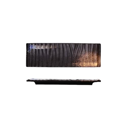 Haiyunhome 皿 長皿 焼き物皿 2/4枚セット 長角皿 復古色塗り分け 焼物皿 テーブルウェアイースト 和食器 角皿 スクエアプレート プレート 焼き魚皿 刺身皿 30×9.5cm/35×11cm お皿セット 電子レンジ対応 (2枚/スタイルC,