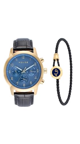 Image of Police Quartz Multifunction Blue Dial Leather Strap Watch for Men-PLAPEWJF0030401