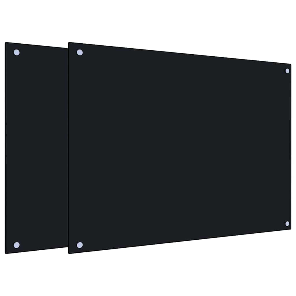 Solivagant Küchenrückwände 2 STK. Schwarz 80x60 cm Hartglas, Küche Esszimmer,Küchenhelfer -utensilien, 16.28 kg-3315800