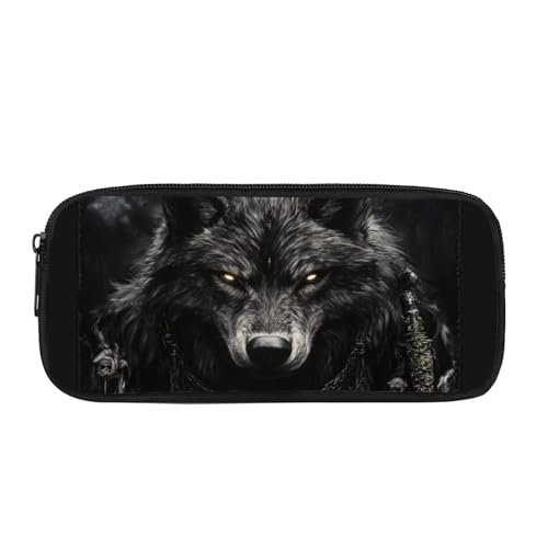 Dolyues Wolf-Themed Kids Pencil Case – Cool Zipper Pen Pouch with Large Storage, Durable Polyester School Organizer for Boys & Girls, Travel & College Essentials