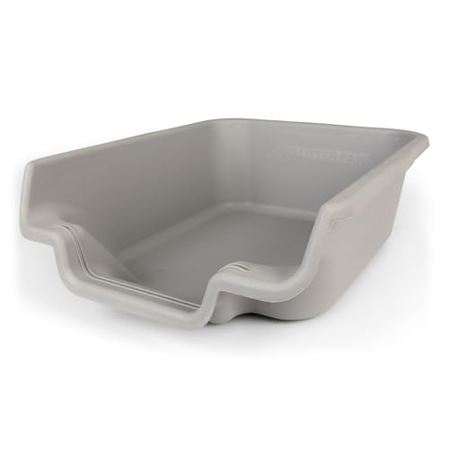 KittyGoHere Senior Cat Litter Box, Jumbo Litter pan, Open Top Low Entrance Kitty Litter Box, Lightweight Low Entry Litters Box, Durable, Made in USA (Misty Gray)