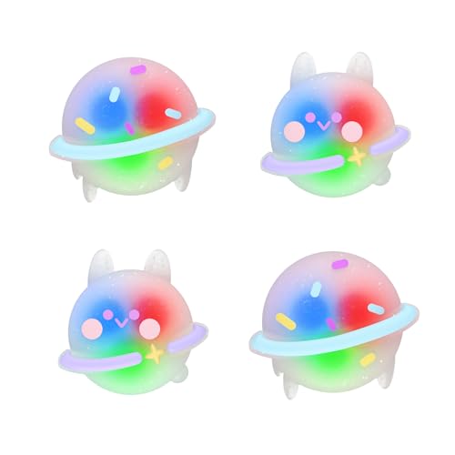 Image of PlayVital Cute Universal Illuminated LED Thumbstick Grips for ps5, for ps4, Joystick Caps for Xbox Series X /S, for Xbox One, Switch Pro Controllers, Joystick Protection - Planet & Sweet Bunny