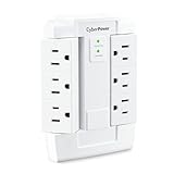 CyberPower CSB600WS Surge Protector, 900J/125V, 6 Swivel Outlets, Wall Tap, White, UL Listed