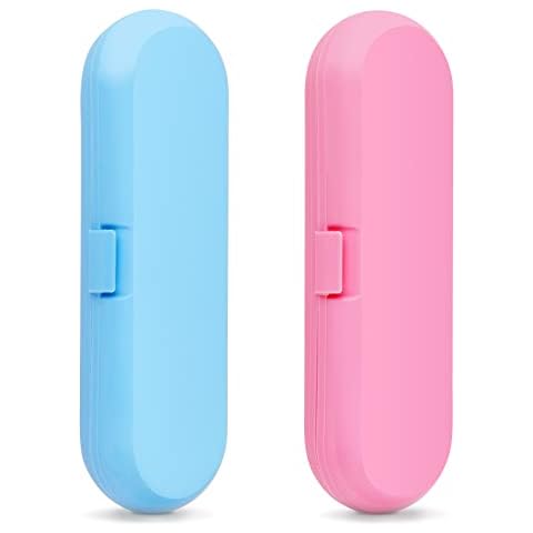 Fowecelt 2 Pack Electric Toothbrush Travel Case for Oral-B Pro and Other Electric Toothbrush, Portable Travel Toothbrush Holder(Blue & Pink) Cover