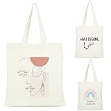 Shueewago Personalisierbare Einkaufstasche mit Logo oder Design, wiederverwendbar, für Shopping, Reisen, Geschäftsaktivitäten, weiß