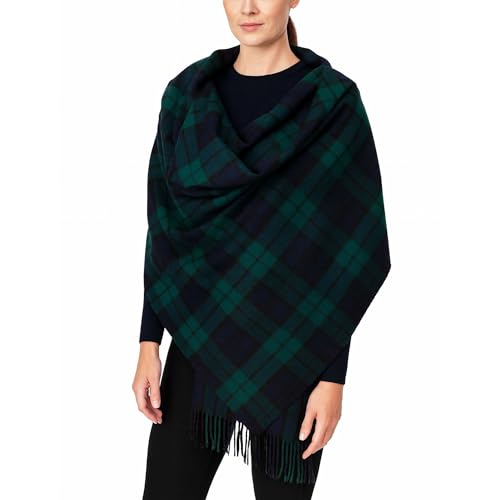 BRAW CLANS TARTANS Lambswool Stole Extra Long Scarf for women - 100% pure wool - Oversized Wrap shawl - Scottish Tartan - Wedding Mothers day gifts (Black Watch)