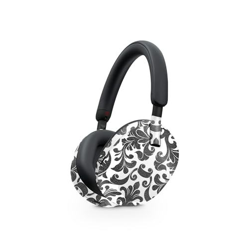 Image of MightySkins Glossy Glitter Skin Compatible with Sony WH-1000XM5 Headphones - Black Damask | Protective, Durable High-Gloss Glitter Finish | Easy to Apply
