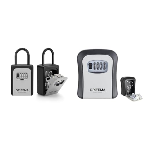 GRIFEMA Schlüsseltresor mit Bügel Wetterfest - Schlüsselsafe 4 Stellig & Schlüsseltresor Wandmontage Wetterfest - Schlüsselsafe 4 Stellig