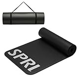 SPRI 12mm Pro Fitness Matt - Thick Exercise Mat for Floor Workouts, Sit-Ups, Push-Ups, Stretching, Toning, and General Fitness - Non-Slip Texture, Cushioned, Portable Rolling Mat with Carrying Strap
