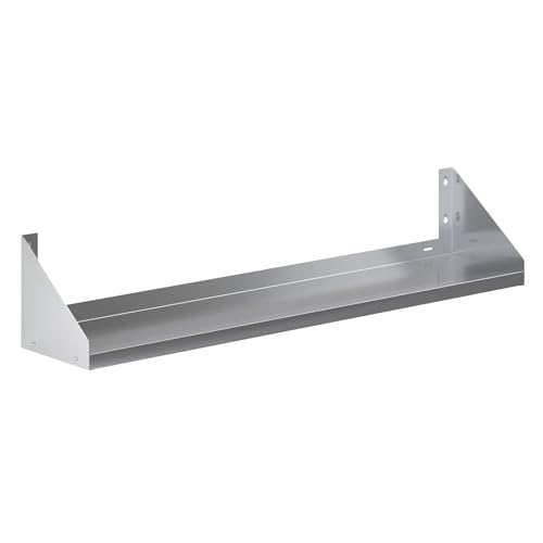 Image of AmGood Stainless Steel Wall Shelf with Side Guards (60 inch Long x 12 inch Deep)