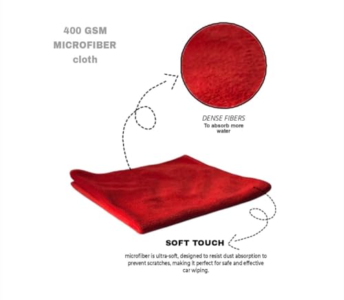 Image of Premium 400 GSM Microfiber car Cleaning Cloth (Pack of 6) | absorbant Microfiber Cloth| car and Bike Washing and Cleaning Multipurpose Micro Fiber Cloths (Multicolour)