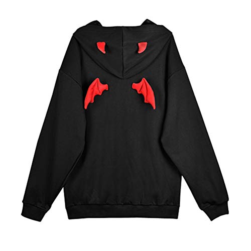Fuyxxmer Women's Casual Red Devil Red Wings Oversize Long Sleeve Sweatshirt Pullover Tops Hoodie