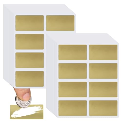 VEGCOO 120 Pcs Cartes à Gratter, 60 x 40mm Autocollant à Gratter, Scratch Card Sticker, Cartes à Gratter Rectangle pour DIY Carte Postale Surprise Secret,...