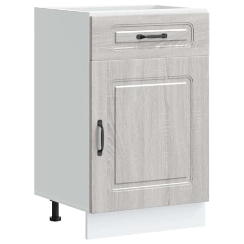 vidaXL Armoire de Cuisine Kalmar Sonoma Gris Bois d'ingénierie, Meuble Bas d'évier, Meuble Bas de Cuisine avec tiroir, Meuble Bas de Cuisine avec Porte