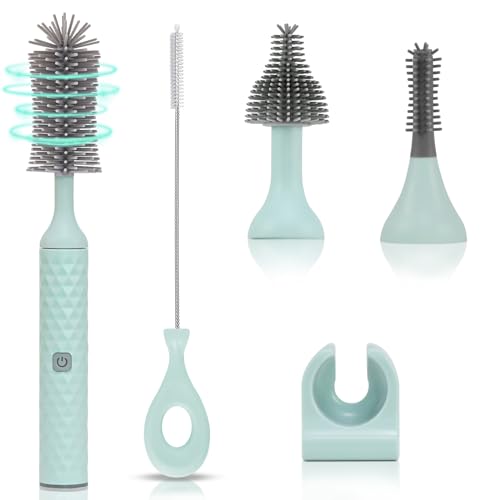 Image of biqin Electric Cleaning Brush Set 4 Piece Multi-Purpose Cleaner Brushes,360° high-Speed Rotation Cleaning,1500mAh,Waterproof IPX65,Perfect Household Cleaning Brushes(Blue)