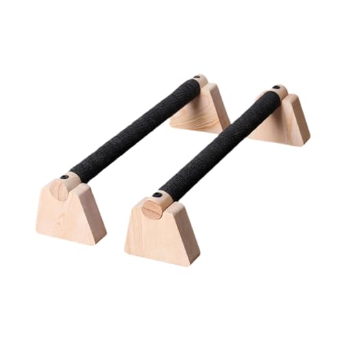 SM SunniMix 2 Pieces Push Up Bar Sturdy Wooden Push Up Handles Floor Exercise Stands Comfort Grip Wrist Support Suitable for Fitness Workout Men Dormitory, 35CM